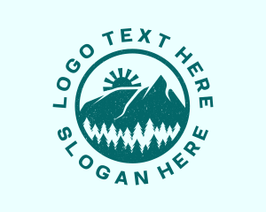 Tree - Mountain Sun Forest logo design