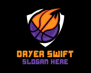 Basketball Fire Shield logo design