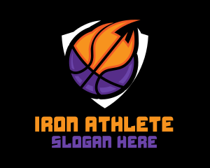 Basketball Fire Shield logo design