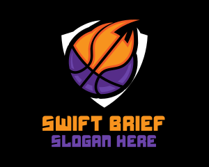 Basketball Fire Shield logo design