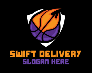 Basketball Fire Shield logo design