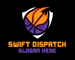 Basketball Fire Shield logo design