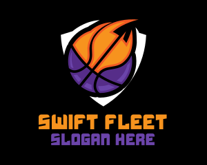 Basketball Fire Shield logo design