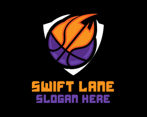Basketball Fire Shield logo design