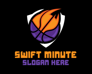 Basketball Fire Shield logo design