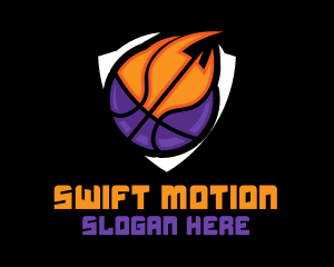 Basketball Fire Shield logo design