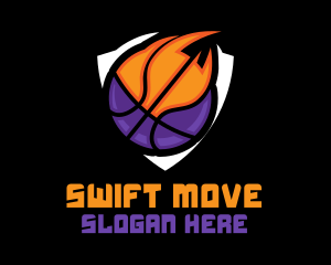 Basketball Fire Shield logo design