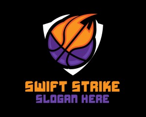 Basketball Fire Shield logo design