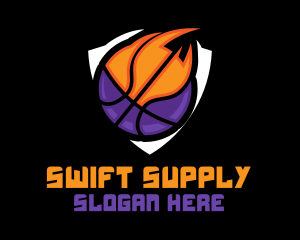 Basketball Fire Shield logo design