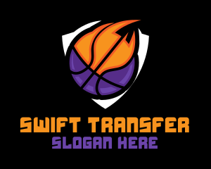 Basketball Fire Shield logo design