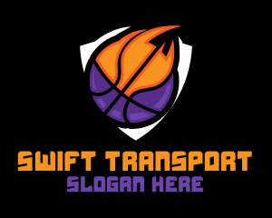 Basketball Fire Shield logo design