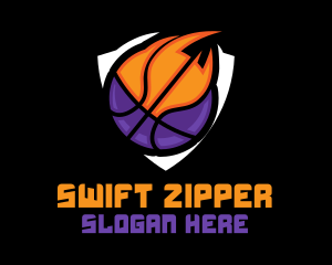 Basketball Fire Shield logo design