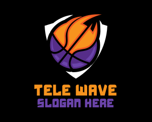 Basketball Fire Shield logo design