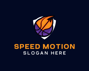 Basketball Fire Shield logo design