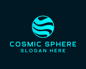 Ocean Wave Sphere Globe logo design