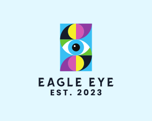 Colorful Retro Eye Letter  logo