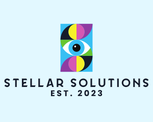 Colorful Retro Eye Letter  logo design