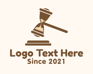 Brown Gavel Hourglass logo