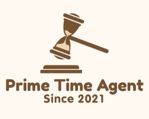 Brown Gavel Hourglass logo design