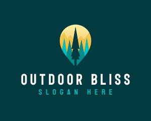 Forest Location Pin logo design