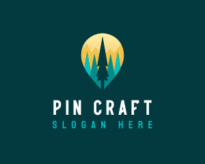 Forest Location Pin logo design