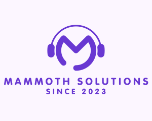 Purple Disc Jockey Letter M logo design