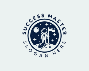 Moon Flag Astronaut logo design