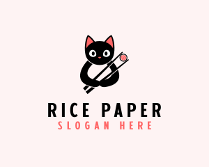 Asian Cat Sushi  logo design