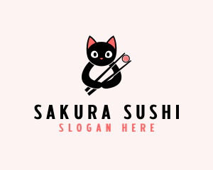 Asian Cat Sushi  logo design