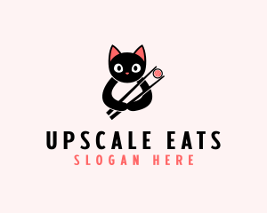 Asian Cat Sushi  logo design