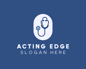 Blue Medical Stethoscope logo design