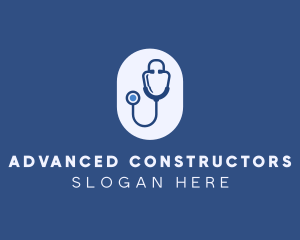 Blue Medical Stethoscope logo design