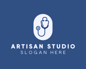 Blue Medical Stethoscope logo design