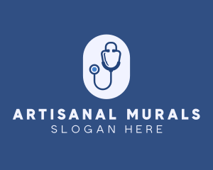 Blue Medical Stethoscope logo design