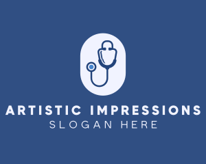 Blue Medical Stethoscope logo design