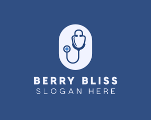 Blue Medical Stethoscope logo design