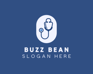 Blue Medical Stethoscope logo design