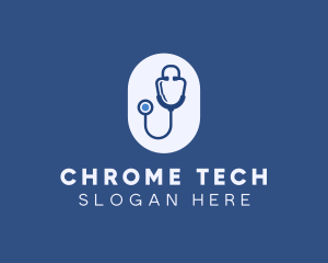 Blue Medical Stethoscope logo design