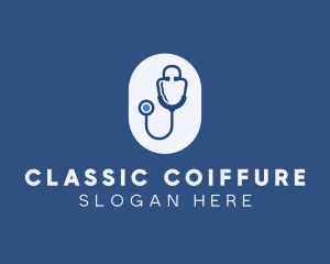 Blue Medical Stethoscope logo design