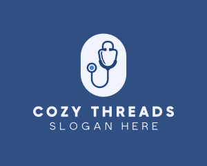 Blue Medical Stethoscope logo design