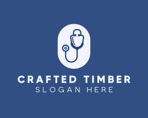 Blue Medical Stethoscope logo design