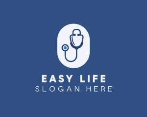 Blue Medical Stethoscope logo design