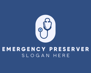 Blue Medical Stethoscope logo design