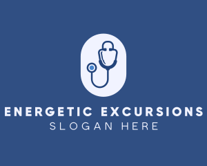 Blue Medical Stethoscope logo design