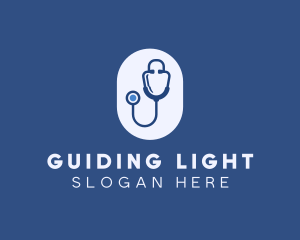 Blue Medical Stethoscope logo design