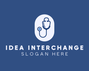 Blue Medical Stethoscope logo design