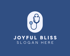 Blue Medical Stethoscope logo design