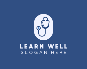 Blue Medical Stethoscope logo design