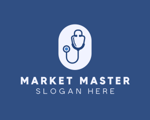 Blue Medical Stethoscope logo design