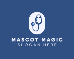 Blue Medical Stethoscope logo design